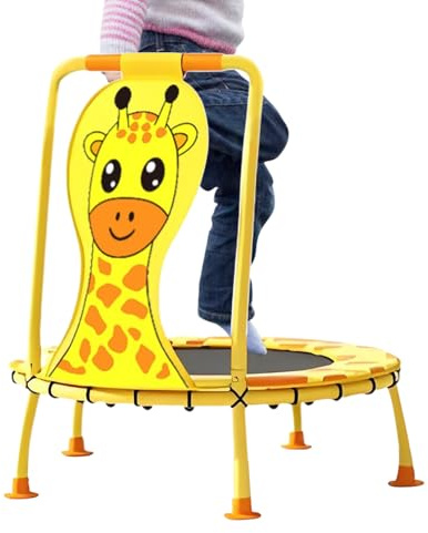 Fruusv Trampoline pour | 102 cm Motif Girafe Équipement de Fitness | avec Poignée en Mousse et Capacité de 200 kg, Petit Trampoline,pour Filles et Garçons 1 à 6 Ans Saut Jeu Jardin Exercise
