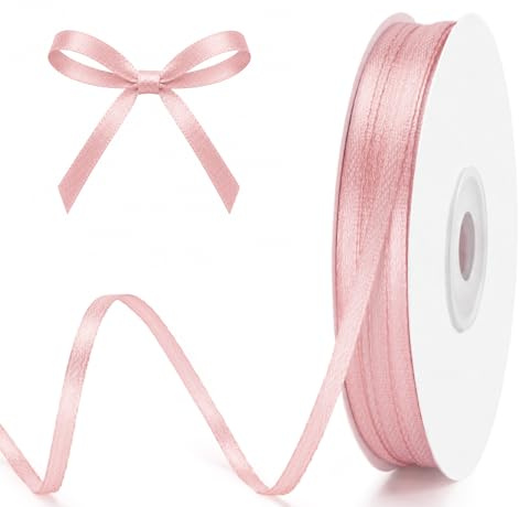 G2PLUS 3mm Altrosa Satinband: 100Yards Schmales Schleifenband, Geschenkband zum Bastel und Dekoarbeiten