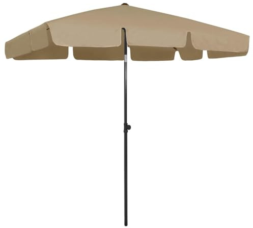 Parasol de Plage Taupe en Polyester Anti-UV 200x125 cm inclinable, Support Robuste, Protection Solaire optimale pour terrasse et Jardin extérieur
