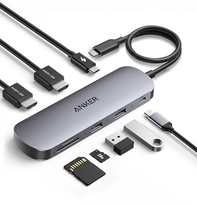Anker Nano Laptop Docking Station Dual Monitor,8-in-1 USB C Hub for Windows