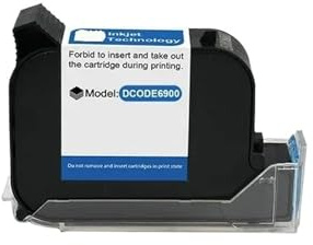 Générique Compatible for DCODE 6900, Cartouche d'encre Noire à solvant for imprimante à Jet d'encre Portable TIJ 12,7 mm(1PC)