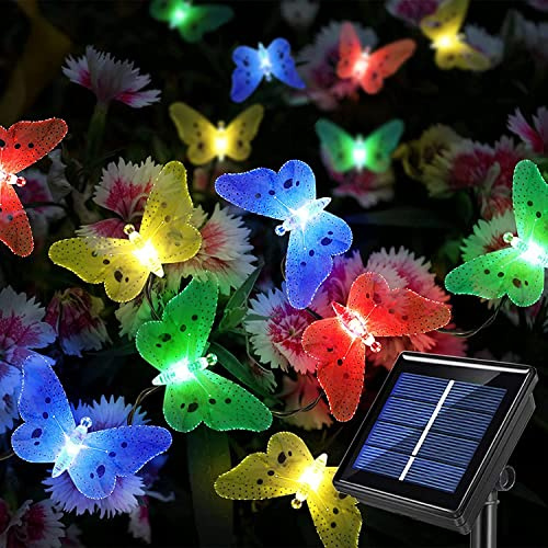 cuzile Außen Solar Licht Garten, wasserdicht 20 PCS Faser Schmetterling geformte Solar Powered Lichterkette für Weihnachten, Baum, Haus, Urlaub, Zaun, Hof, Hochzeit, Patio-Party