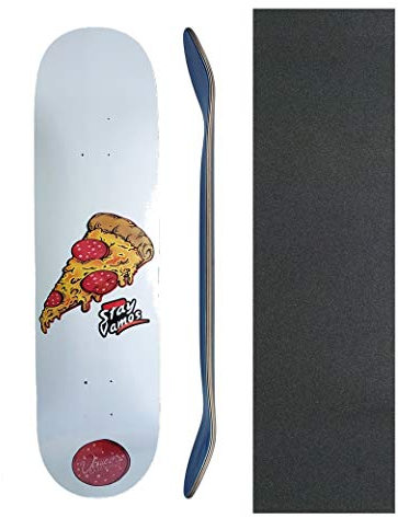 Vamos Skateboards Pizza Skateboard Deck 7.75 |7-Ply Canadian Hardrock Maple | mit Lage Griptape (Deckbreite 19,69cm)