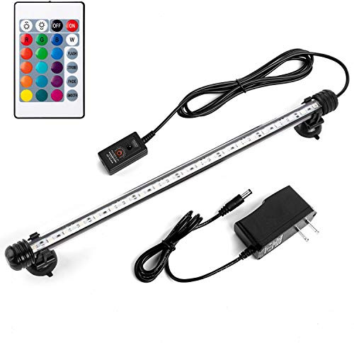 iKefe 38cm Color Changing LED Fish Tank Aquarium Submersible Light with Remote/Colored Aquarium LED Tank Lights Fixture for Underwater Decorations, Plant Grow, Saltwater Freshwater Fish, KR5015
