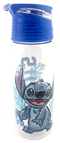 Jerry Leigh Disney Lilo and Stitch Bouteille d'eau avec couvercle rabattable et poignée de fixation 700 ml