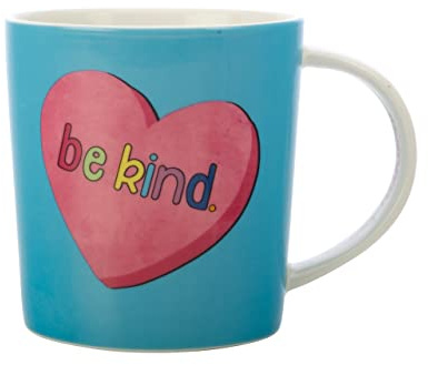 Maxwell & Williams DX1074 Kaffee-Tasse 380 ml – Serie Be Kind – Porzellan mit Schriftzug, Herz bunt, in Geschenkbox