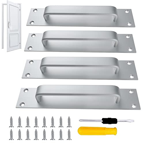 GZhaizhuan 4 Stk Türgriff Schiebetür, Aluminiumlegierung Scheunentor Griff für Küchen möbel Büro Schrank, mit 16 Schrauben & 1 Schraubendreher (Silber)
