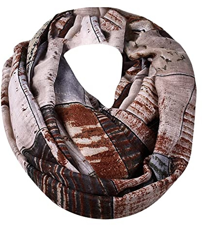 Dawwoti Plaid Infinity Scarf for Women Thin Retro Printed Loop Scarves Voile Circle Scarf Summer