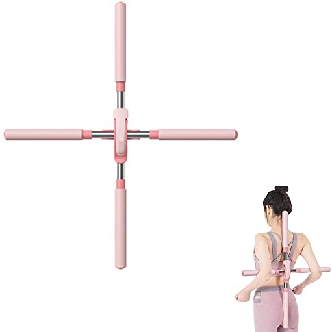 YGMXZL Strumento di Allungamento per Yoga,Bastone per Esercizi Retrattile,Barra da Pilates Portatile per Che Alleviano la Schiena,Dolore al Collo (Rosa)