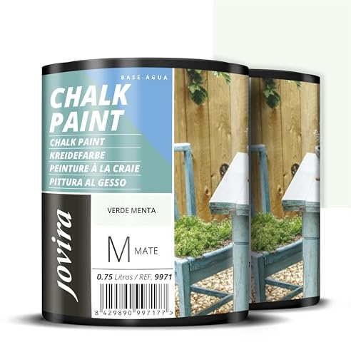 JOVIRA PINTURAS Pintura Tiza - Chalk Paint al Agua Mate. Renueva tus muebles con creatividad. (2x750 Mililitros, Verde Menta) C-57-2