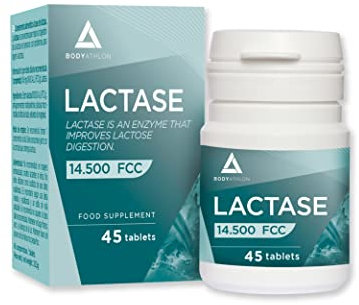 Lattasi compresse 14.500 FCC Alto Dosaggio– Effetto immediato- Per l'intolleranza al lattosio- Migliora la digestione del lattosio- Lattosio intolleranza pastiglie- 45 pastiglie- Bodyathlon