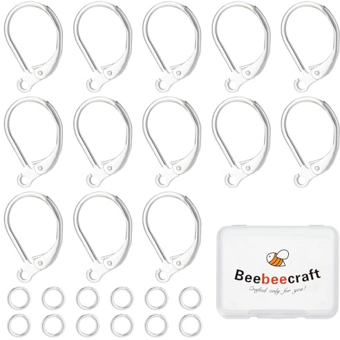 Beebeecraft 1 Box 20 Stück 925 Sterling Silber Plattierte Messing Ohrhaken Mit Hebelverschluss Französische Ohrhaken 16x10 mm Austauschbare Baumelnde Ohrring Mit 20 offenen Biegeringen