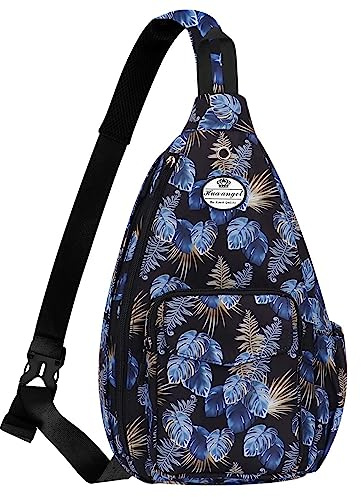 HUA ANGEL Sac Poitrine Homme Femme ave Bandoulière & Multi Poches Léger Petit Sac de Sport en Nylon Sac Bandoulière à Dos Anti-vol pour Voyage Travail Cyclisme Moto Running Gym Pickleball