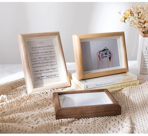 Fotorahmen/Bilderrahmen 6/7/8/10 Zoll A4 Glas Panel Holz Fotorahmen gerahmt Kunst Bilderrahmen Moderne Dekor Kreative dekorative Ornamente Leerrahmen ( Color : White wood color , Size : 20X25cm 10inch