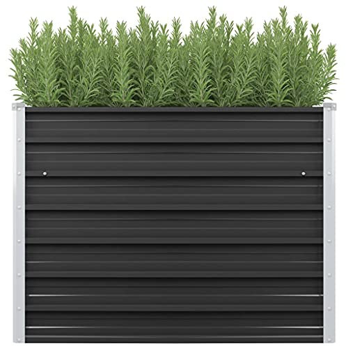 WIFESE Hochbeet Balkon Hochbeet Metall 100x40x77 cm Gemüsebett Pflanzenbett Pflanzkasten Pflanztopf Hochbeete für Garten Anthrazit