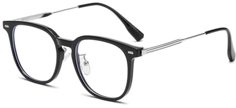 YAMEIZE Montatura Occhiali da Vista Donna Uomo Occhiali Retro Luce Blu Gaming Computer Anti Luce Blu Montatura Metallo Occhiali