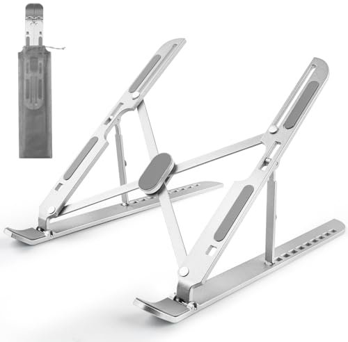 Laptop Stand for Desk Adjustable, Folding Tablet Stand Aluminum Portable Laptop Riser for Desk, Foldable Computer Stand Laptop Holder for Notebook PC