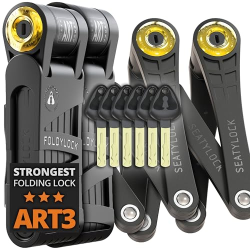 FoldyLock Forever 2x Fahrradschloss mit Schlüssel – Patentiertes Faltschloss mit Halterung - Testsieger Sold Secure Gold Fahrrad Zubehör - Hohe Sicherheit für City Bikes und eBike – 90 cm