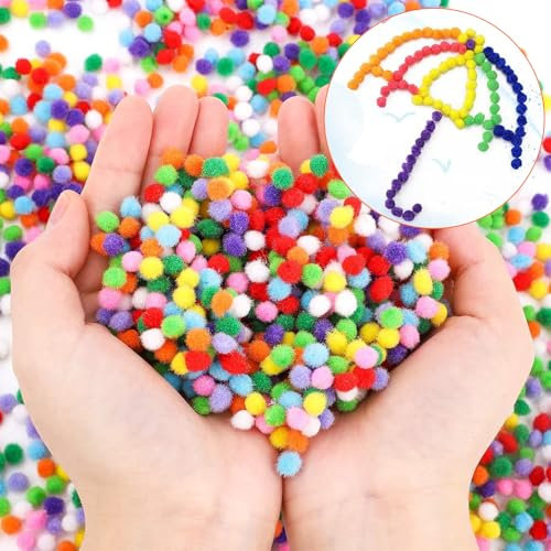 2000 Stück Mini Pompons 5mm Bunt Klein Pompons zum Basteln Bommel Kleine Bunte Poms Bälle für Lustige Kinder DIY Kreative Handwerk Herstellung Partydekoration Girlanden Quasten Haarschmuck Kleidung