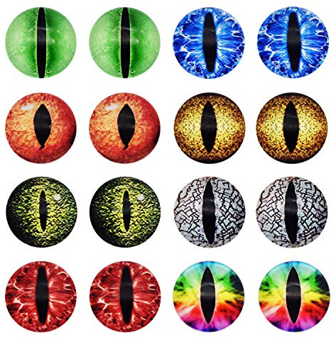 JJGQAZ 6mm-30mm Dragon Eyes Horse Eyes Cat Eyes Glass Cabochon for Clay Doll Making Sculptures Props Craft DIY Findings Jewelry Making (25MM- 10 Pairs)