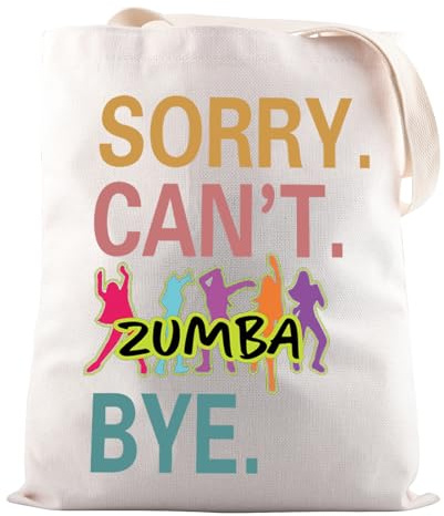 JNIAP Zumba Dance Fitness Instructor Gift Sorry Can't Zumba Bye Tote Bag Zumba Lover Gift for Her (Sorry Can't Zumba Tote Bag)