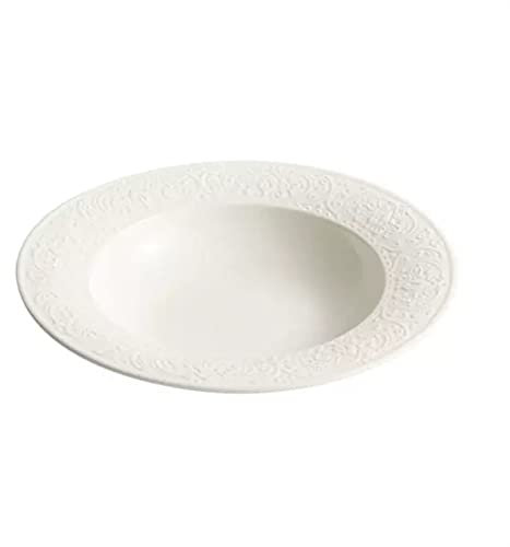 Assiettes plates Bol à pâtes en céramique Bol à soupe maison Assiette à soupe ronde Restaurant Café Saladier Assiette à dessert Assiette creuse blanche pure Assiette à collation vintage Assiettes à Sa