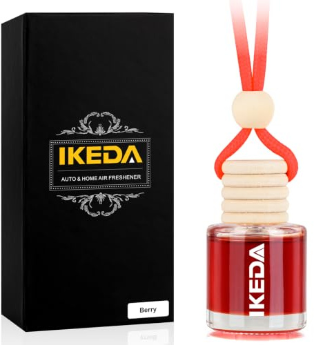 Ikeda Autoduft Hängend Nachfüllbar, 45+ Tage Langanhaltend, Lufterfrischer mit Clip & Naturöl (Kaffee, Orange, Vanille), Für Auto & Zuhause Beere 10 ml