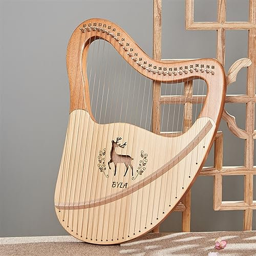 BAMFY Harfe 21,27,32 Saiten Musikinstrument Holz Tragbar Lyre Für Anfänger Kinder Erwachsene Mit Stimmschlüssel, Saitensatz Austauschen, Schwarzer Gigbag(27-string)
