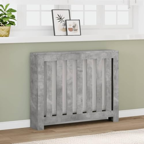IKAYAA Cubre Radiadores 104x20x82 cm Cubierta de Radiador Madera con Estante Superior para Salón Dormitorio Oficina Gris hormigón