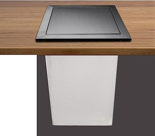 PUFAHAU Pattumiera da Cucina, pattumiera da Incasso, in Acciaio Inox 304, con Coperchio da Incasso, Scivolo per rifiuti Profondo 350 mm con Coperchio a ribalta oscillante(Black)