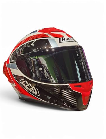 Casco Moto NZI Trendy 3 Stream Rapid Blanco Negro Rojo - Casco de Moto Integral con Pantalla Oscura + Transparente + Spoiler ECE 22.06 - Unisex Hombre y Mujer (M)