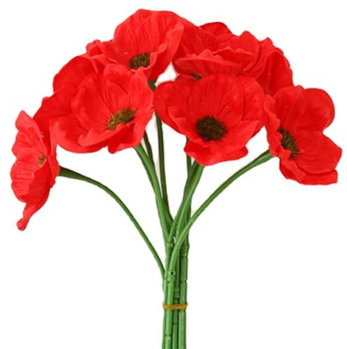 Gcroet 10pcs Mohnblumen künstlich, 13 Zoll echtes Touch Künstlicher Mohn, wiederverwendbares gefälschte Blumenstrauß für Home Office Desk Vase Hochzeitsdekor.