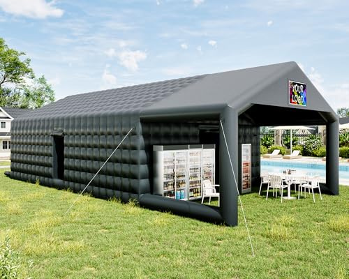 SPECRAFT 39x20x14 FT Large Inflatable Nightclub with Additional Gazebo, 2 Sides Escape Doors Inflatable Tent for Parties, Party Tent for Birthday Party/Outdoor Events