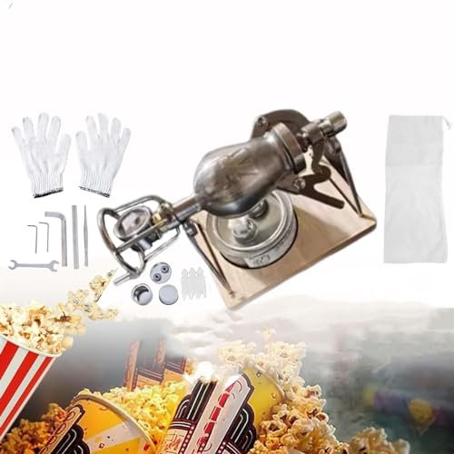 Petite Machine à Popcorn Vintage de 100 ML, avec Base en Bois et manivelle en Acier Inoxydable 304, avec manomètre de précision, idéale pour Les fêtes de Famille.