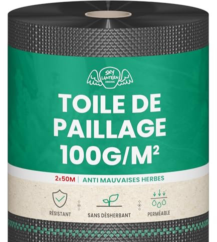 SKYLANTERN - Tela de tapicería (100 g/m², 50 x 2 m, para jardín huerto, lona antimalezas, 100 g para huerto, para huerto