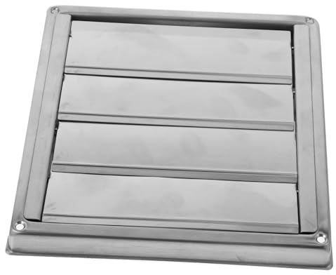 Couvercle Acier Inoxydable de Ventilation Extérieur 125mm Carré Plat | Argenté, Anti-pluie, pour Ouverture Murale, Usage la Cuisine et Autres Environnements