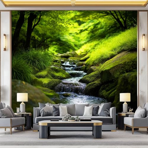 Generico Art Carta Da Parati Fotomurale Foresta verde Fotomurali Camera Da Letto Ufficio Soggiorno Decorazione Muro Murales 400 x 280 cm Vello Carta da parati