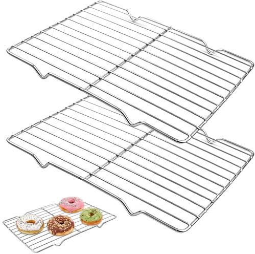 2 Pieces Oven Grill Rack, 31 X 20 cm Cooling Racks for Baking, Small Rectangle Stainless Steel Wire Rack for Cake/Meat/Bread, Heavy Duty Cake Cooling Rack for Roasting Grilling or Drying