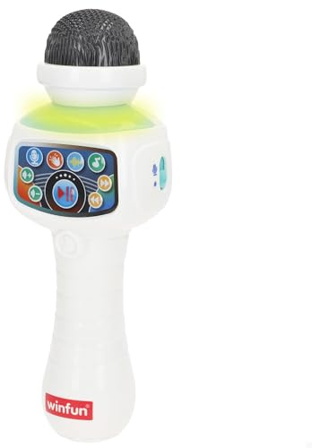 winfun Micrófono Karaoke Infantil, Conexión inalámbrica, Luces, 10 melodías, 3 ritmos Beatbox, 4 Efectos de Voz, Aplausos, Control Volumen, Juguetes para niños +24 Meses (39375)