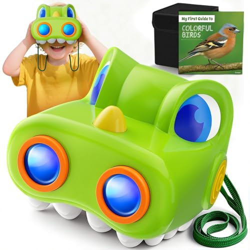 Binocolo Bambini con Guida Uccelli,Dinosauro Bambina Regalo 3-12 Anni Giochi Bambina 3 4 5 6 7 8 9 Anni, Giocattolo Bambini Gioco Bimba 3-10 Anni Femmina Educativo Viaggio Regali di Natale Compleanno