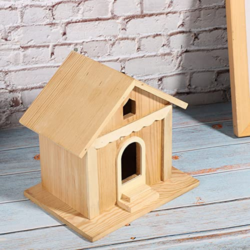Zerodis Gartenzucht-Vogelhaus aus Holz, Einzigartiges Cottage-Design, Paulownia-Holz, für Gartendekoration Im Freien und Wildvögel, Unvollendetes Vogelhaus
