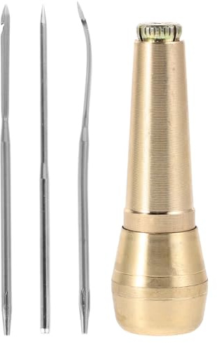 DEARMAMY Punteruolo per Cucire Pelle Manico in Rame, Kit per Riparazione Scarpe e Cucitura Suole, Strumento Manuale per Artigiani e Riparazioni Fai-da-Te