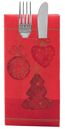 Sovie HOME Besteckservietten TIFFANY in Rot aus Linclass® Airlaid, Weihnachtsbesteckserviette stoffählich, ideal für Advent Weihnachten Weihnachtsfeiern, 40x40cm,12 Stück