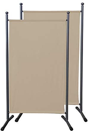 QUICK STAR 2 Stück Paravent 180 x 78 cm Stoff Raumteiler Klein Garten Stellwand Trennwand Balkon Sichtschutz Sand