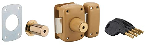 THIRARD Verrou à Double Entrée Acier Cylindre 40 mm Verni | verrou double entrée, cylindre 40 mm, acier, finition verni, 4 clés, porte d'entrée, fabrication française, bronze