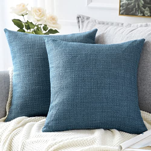 Artscope uppsättning av 2 örngott enfärgade kuddfodral linne örngott modern dekorativ kudde örngott set kudde fodral för soffa bil sovrum heminredning 45 x 45 cm, blå