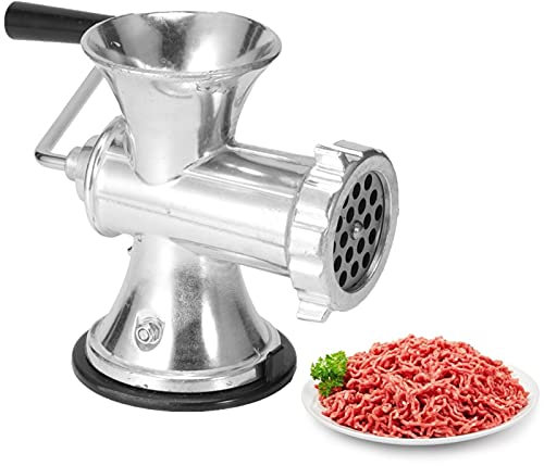 Meat Grinder, Aluminium Alloy Heavy Duty Powerful Manual Food Meat Mincer Vegetable Spices Pepper Grinding Machine Sausage Stuffer Attachment for Home Kitchen