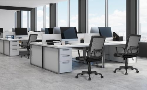 Yaheetech Adjustable Desk Chair Modern Computer Office Task Chair with Back Support and Wheels for Home Black