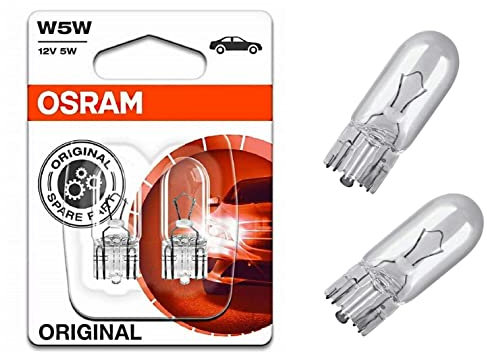 2x Original Osra.m W5W 12V 2825-02B Standard Ersatz Halogen Birne für Standlicht Positionslicht Bremslicht Hecklicht Innenlicht Leselicht Blinker seitlich E-geprüft