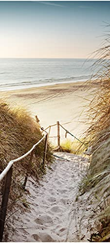 wandmotiv24 Türtapete Weg zum Strand, Seil, Meer, Düne, Schilf 100 x 200cm (B x H) - Dekorfolie selbstklebend Sticker für Türen, Türfolie, Aufkleber, M1301